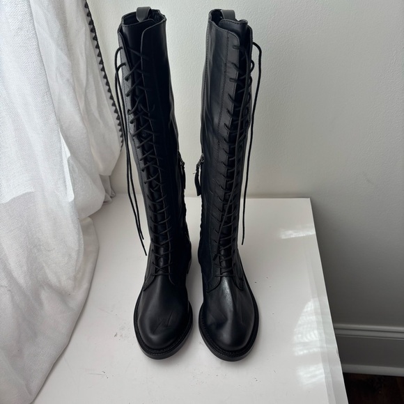 Sam Edelman Women's Nance Tall Lace Up Leather Boots Black US 7 M - Picture 8 of 13